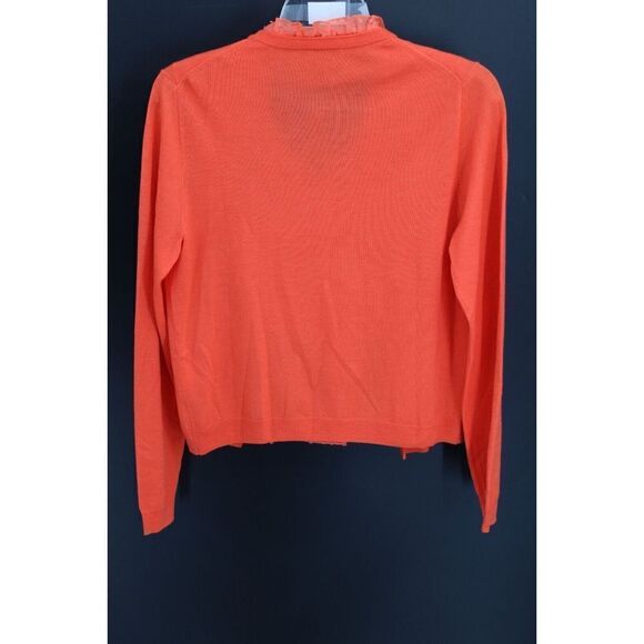 J.Crew Cardigan sweater with ruffly underlay-G9830-TANGERINE-size M-merino wool - Picture 5 of 7